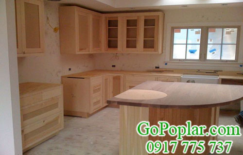 nội thất phòng bếp bằng gỗ bạch dương (gỗ poplar)
